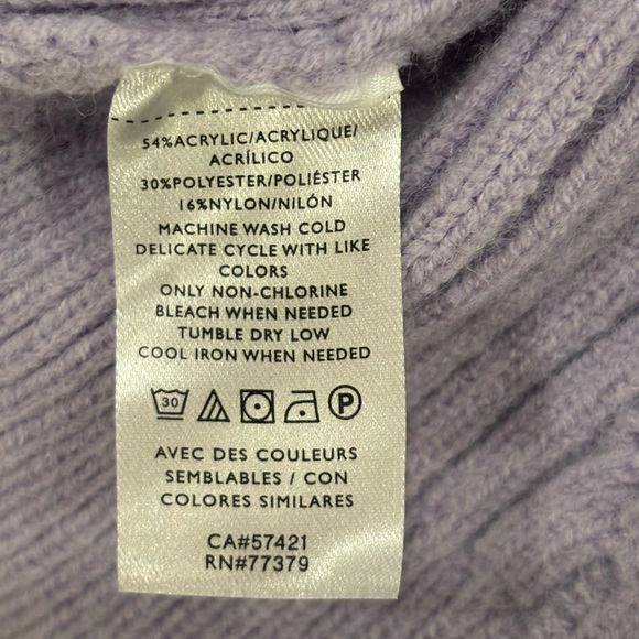 Ann Taylor Lavender Knit Diamond Pattern Ribbed Women’s Hoodie Sweater, large - Picture 11 of 11